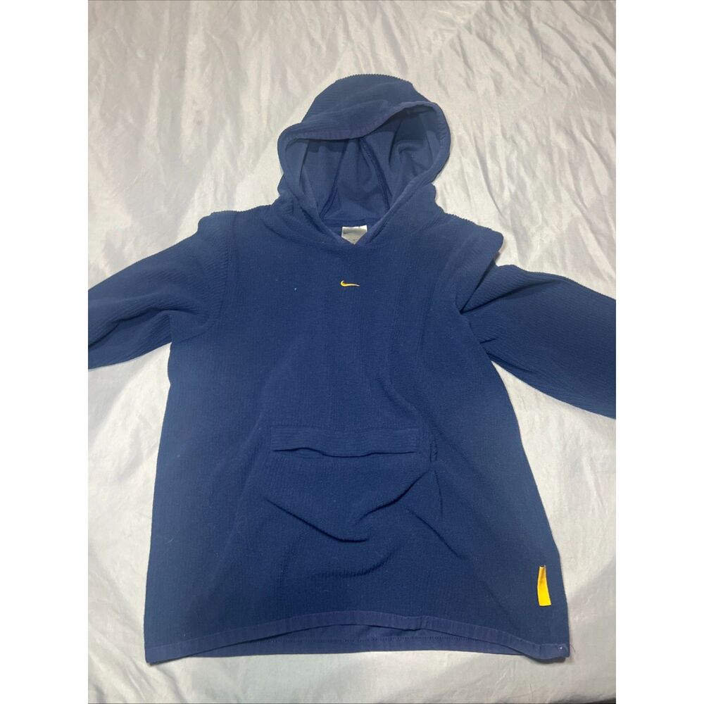 Vintage Nike hoodie center swoosh fleece material size LRG